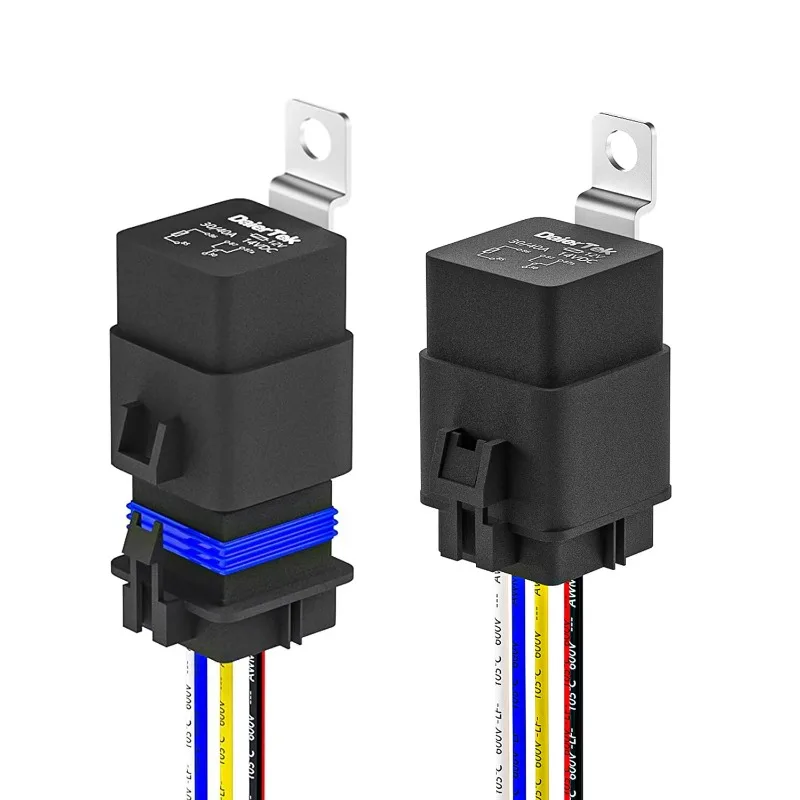 New Waterproof 12V 40A Pre-wired 5-pin SPDT Relay Socket Connector with Harness Kit for Automotive Horns