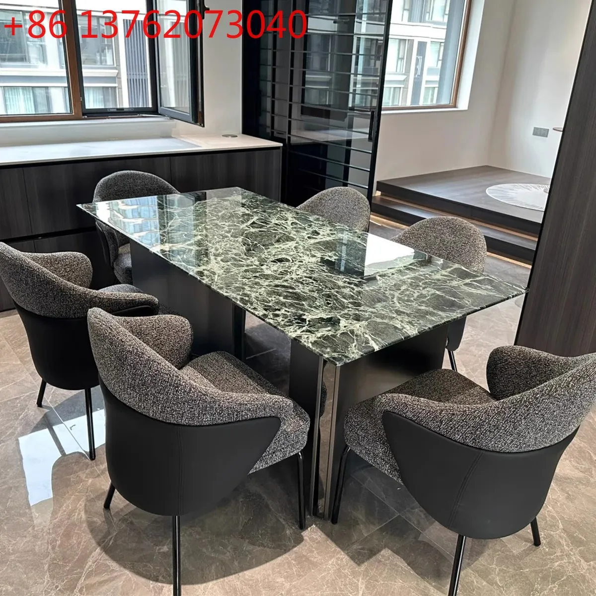 

Мраморный Prada Зеленый Роскошный Каменный Обеденный Стол Вилла Длинный Обеденный Стол