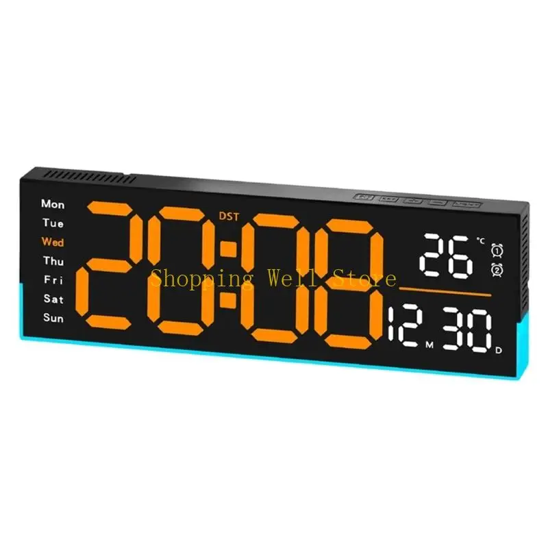 KX4B Contemporary LED Digital Clock with Two Alarms and Timer Function, Date Temperature Display for Office Or Home Setting