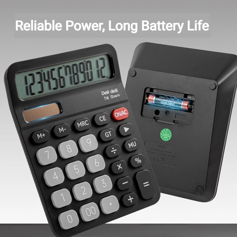 Deli Mute Financial Accounting Calculator 12-Digit Large Screen for Office Use Computer