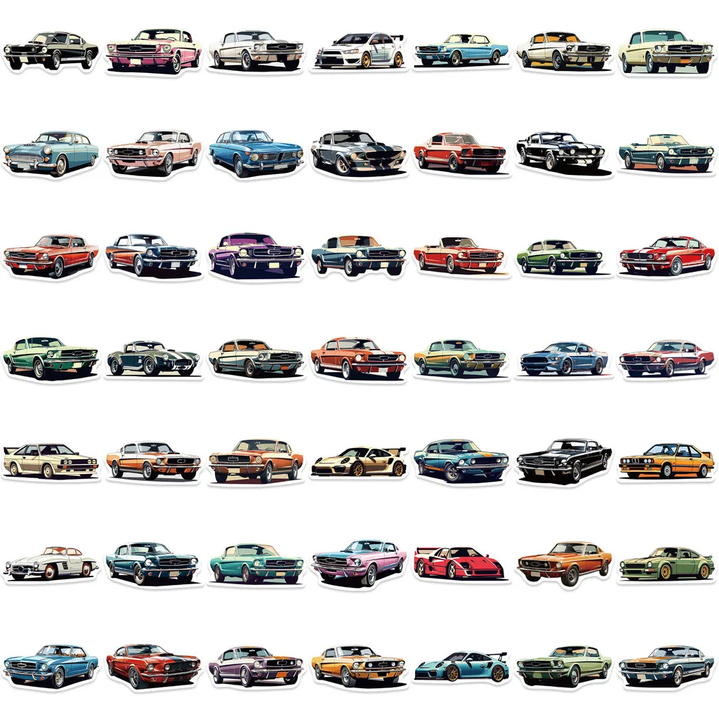 50-Piece Vibrant Original Cartoon Car Graffiti Series Stickers - DIY Waterproof Decor for Guitars BulingBulingStickers Store