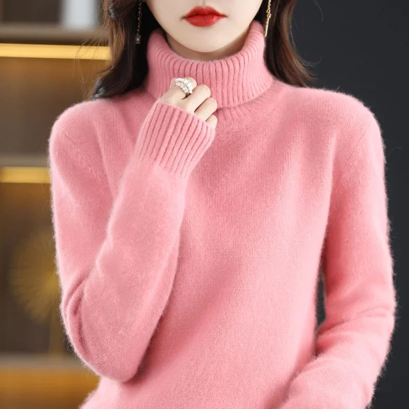 WinvyNee Women Clothing Mink Cashmere Thick Sweater Casual Long Sleeve Tops Turtleneck Jumper Soft Warm Pullover Winter A1248010