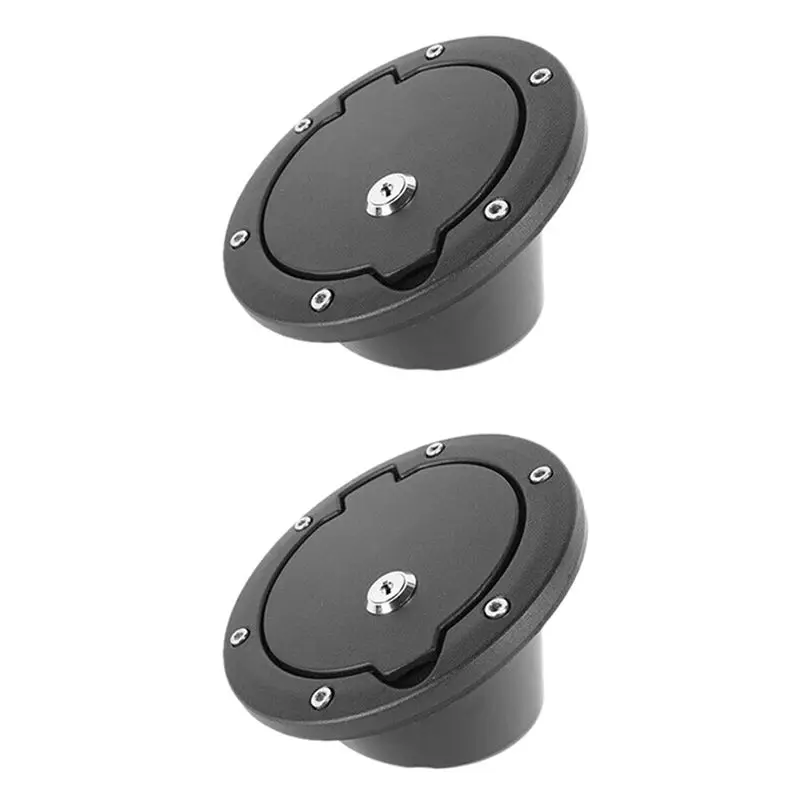 

2X For Jeep Wrangler JK 07-18 Car Gas Tank Cap Cover With Lock Aluminum Locking Fuel Gas Tank Cap-A08Q