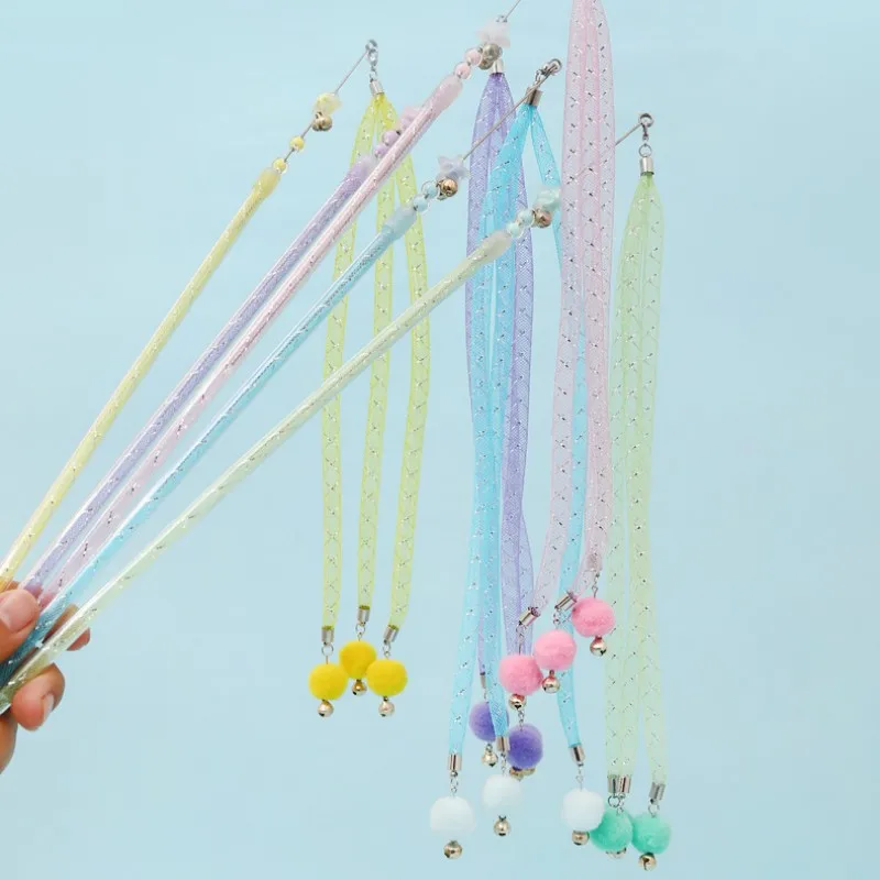 Cat Toy Wool Ball String Toys for Cats Teaser Stick Steel Wire Cat Toys Interactive Bite Resistant Ball Funny Cats Toy with Bell