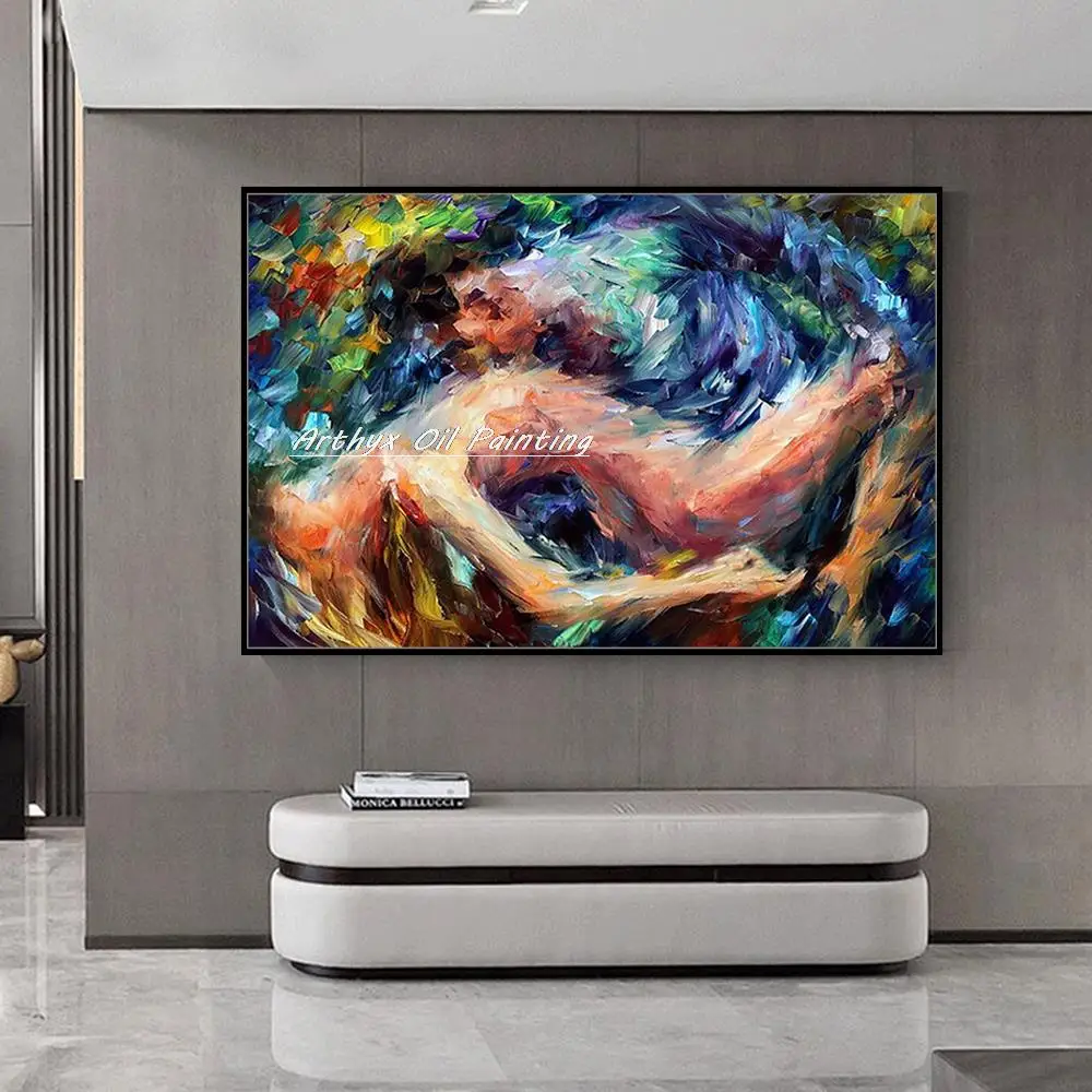 Arthyx Large Handmade Palette Knife Naked Figure Oil Painting On Canvas,Modern Wall Art,Pictures For Living Room,Home Decoration