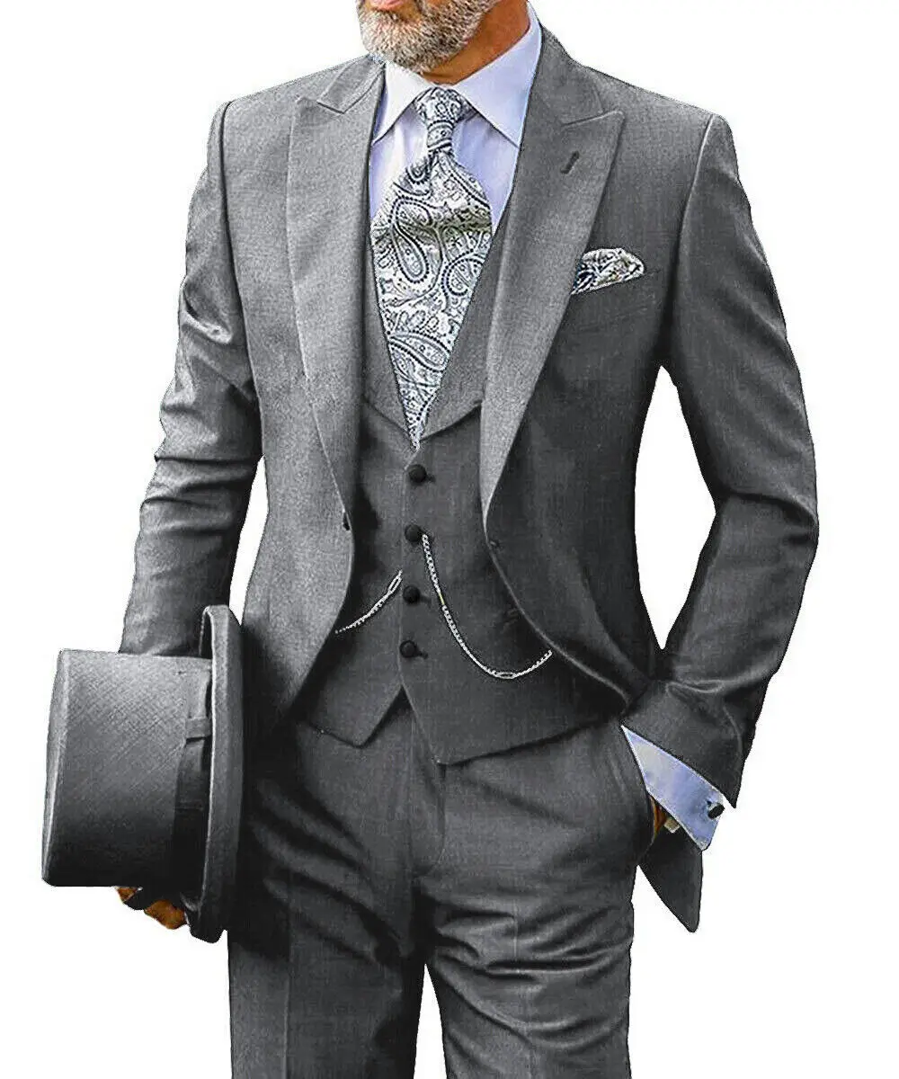 

Mens 3 Piece Suits Grooms Formal Tuxedo suit Notch Lapel Blazer+Vest+Pants