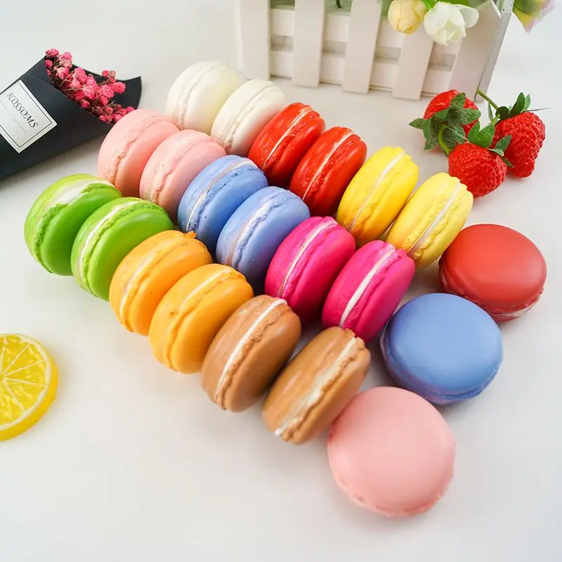 Crunchy Squishy Toy Macaron 5.5CM Slow Rebound Stress Relief PU Cake Donut Bread Fidget Sensory Decompression Gift for Adults