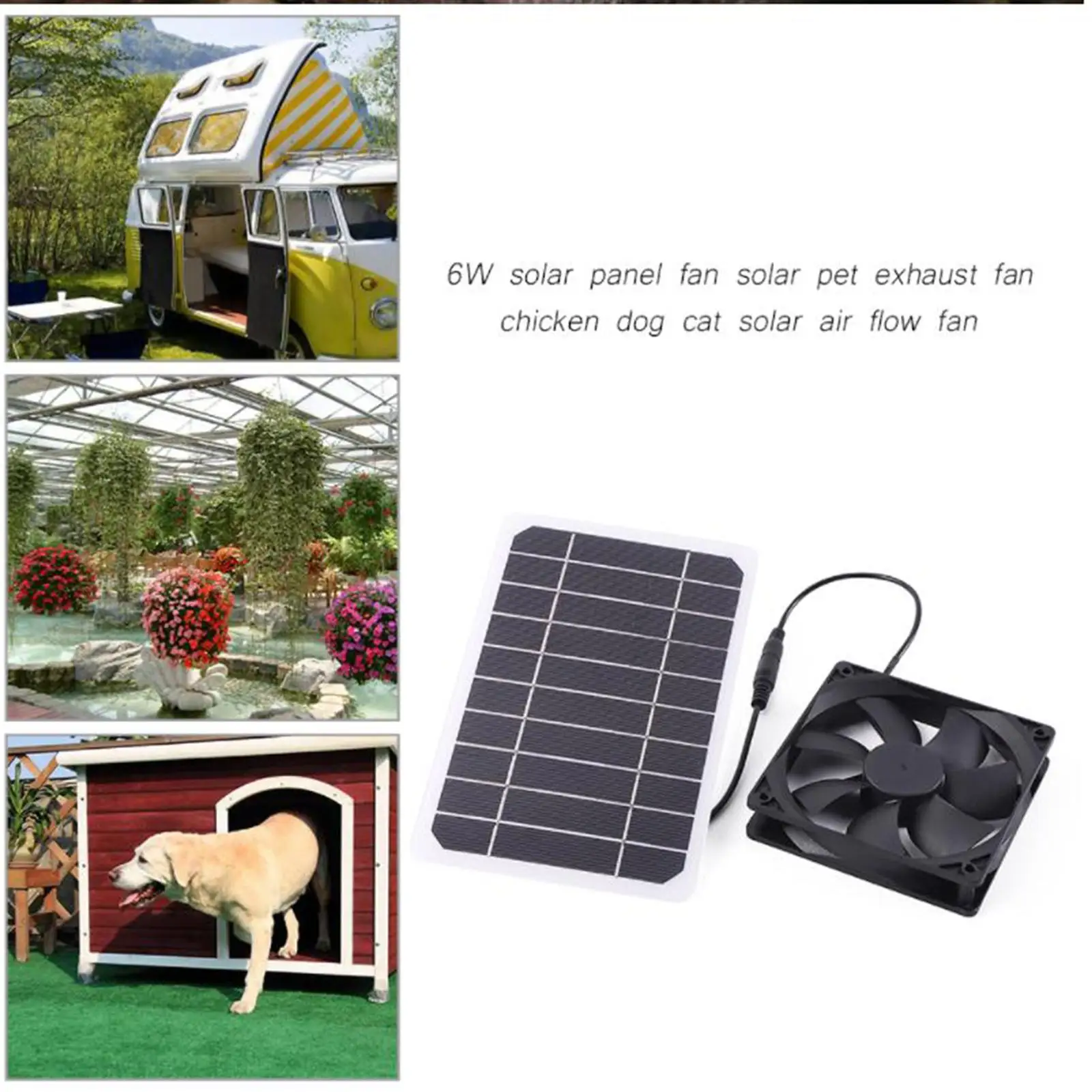 Outdoor Solar Panel Fan Kit Waterproof Cooling Ventilation for Chicken Coop RV Roof