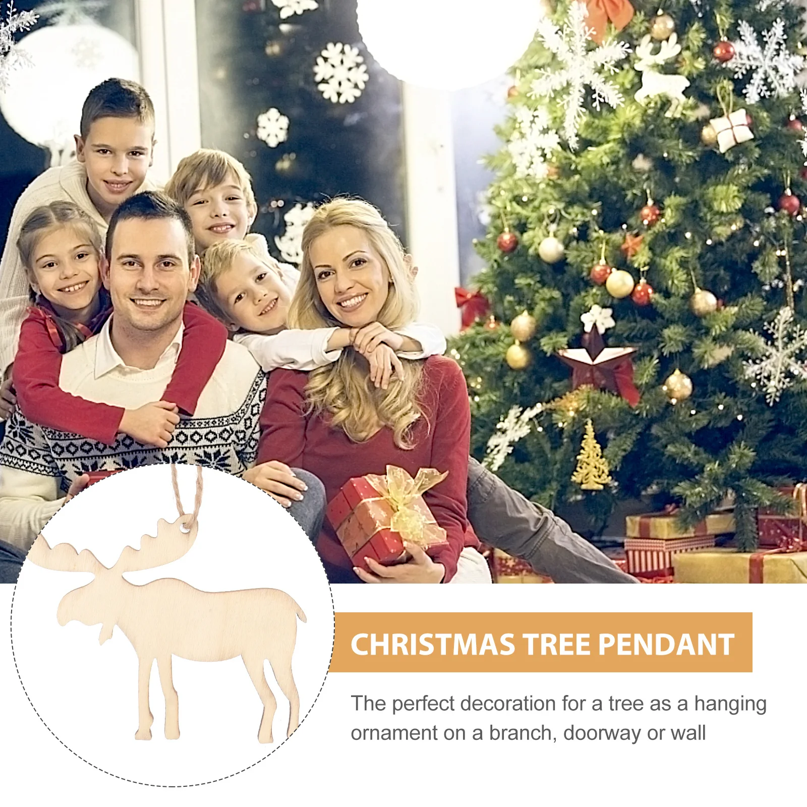 

10pcs Creative Christmas Long String Ornaments Wooden Hanging Decor DIY Pendant for Christmas Tree Party Home Wall Door (Deer)