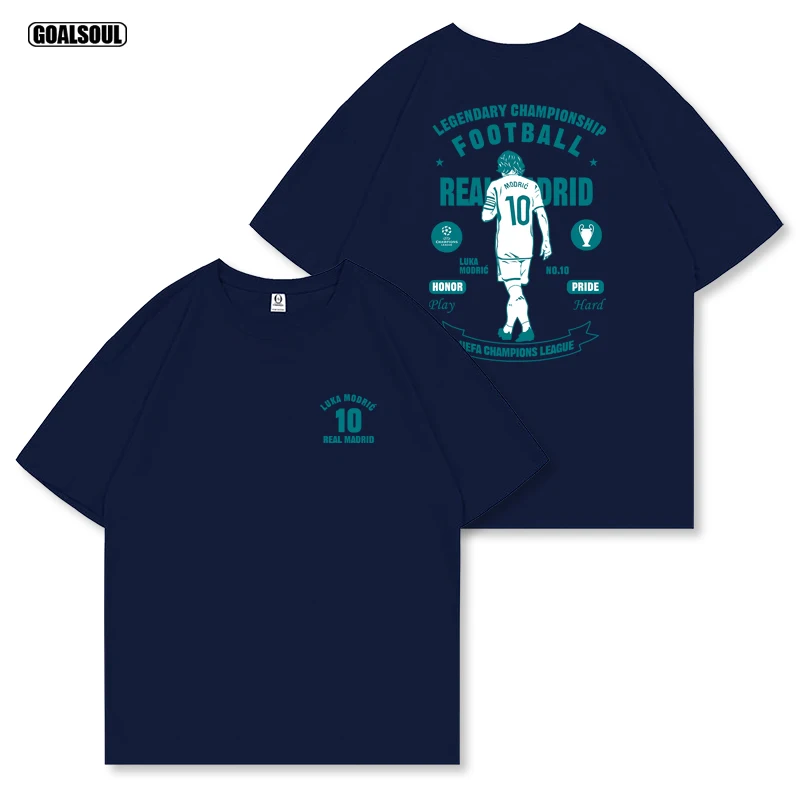 2025 مودريك تي شيرت ريال مدريد رقم. 10 MoDRIc كرة القدم الاتجاه العلامة التجارية الأمريكية الرجعية عارضة القطن قصير الأكمام جودة عالية الإضافية