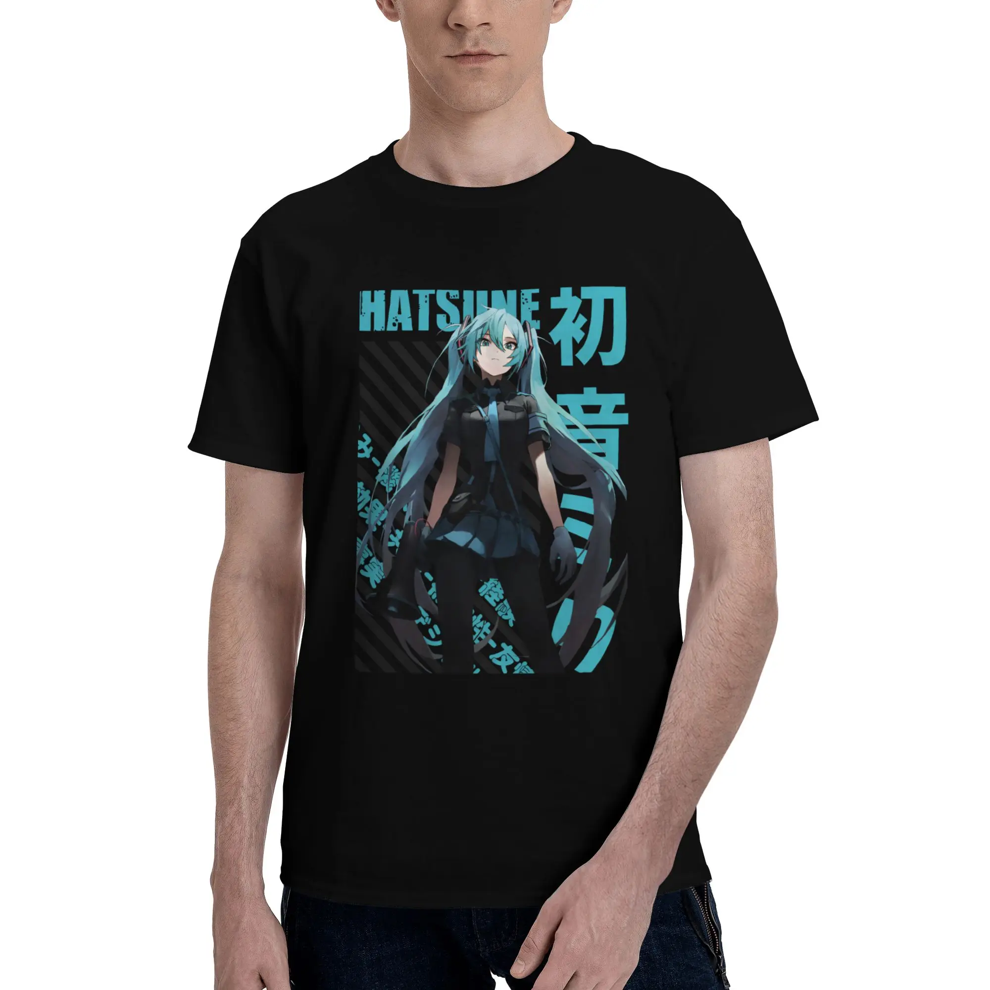 

Vintage H-Hatsunes T-shirt Men Fashion T Shirt Short Sleeve Cotton Music Girl Vocaloid Vintage Print Tshirt Unique Tee Tops