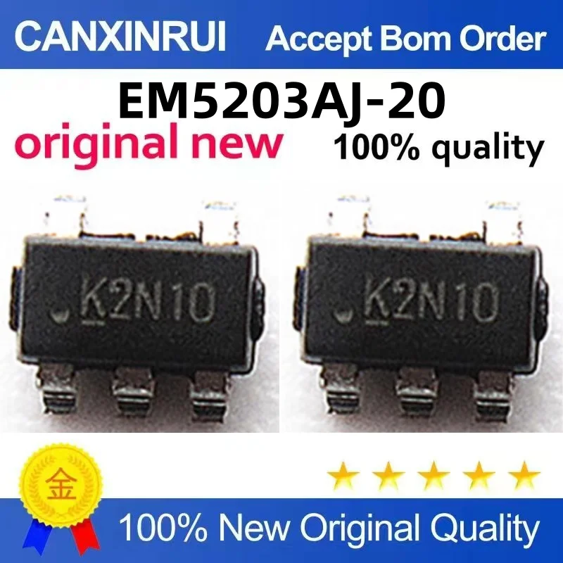 (10-300piezas)The new EM5203AJ-20 silkscreen K2xxx package SOT-23-5 high-side power electronic switch chip