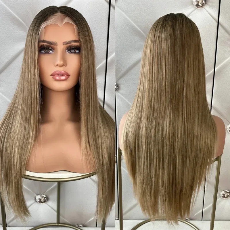 

18inch dark brown Straight 5*5 Lace Front Hair 100% Human Hair Wig 150 Density with Baby Hair Pre-Plucked Soft Hair Wig