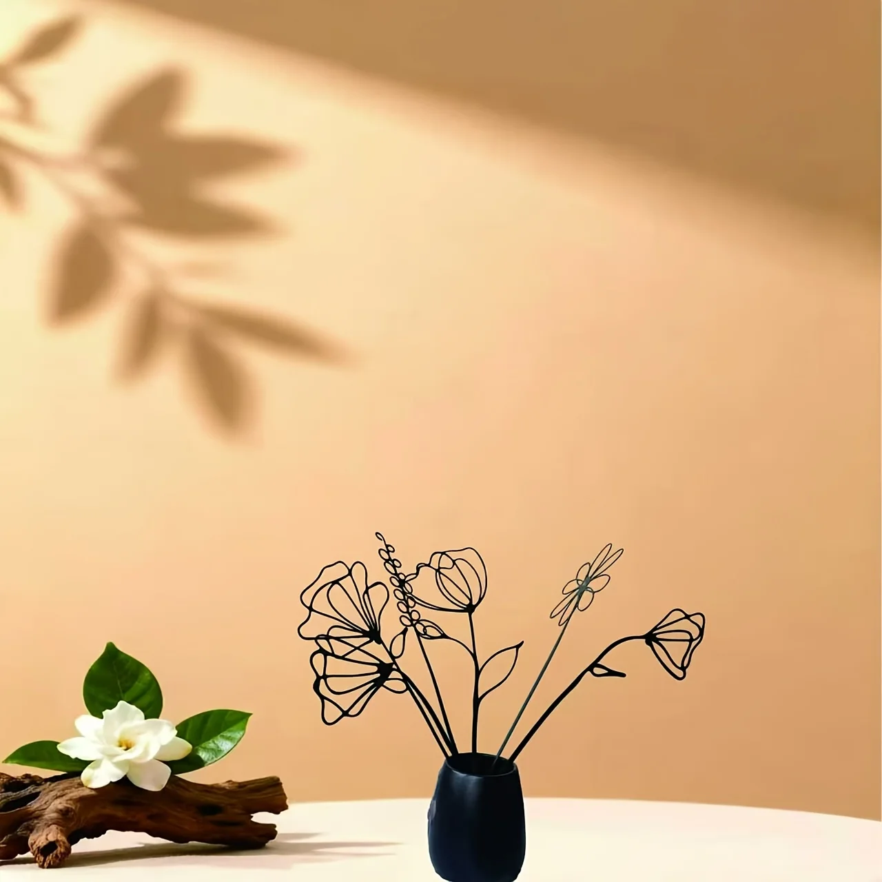 6 Stück künstliche Blumen aus schwarzem Metall | Elegante Innen- und Außendekoration, geeignet für Zuhause, Büro, Hochzeiten und Partys, Eisen – Detail 4