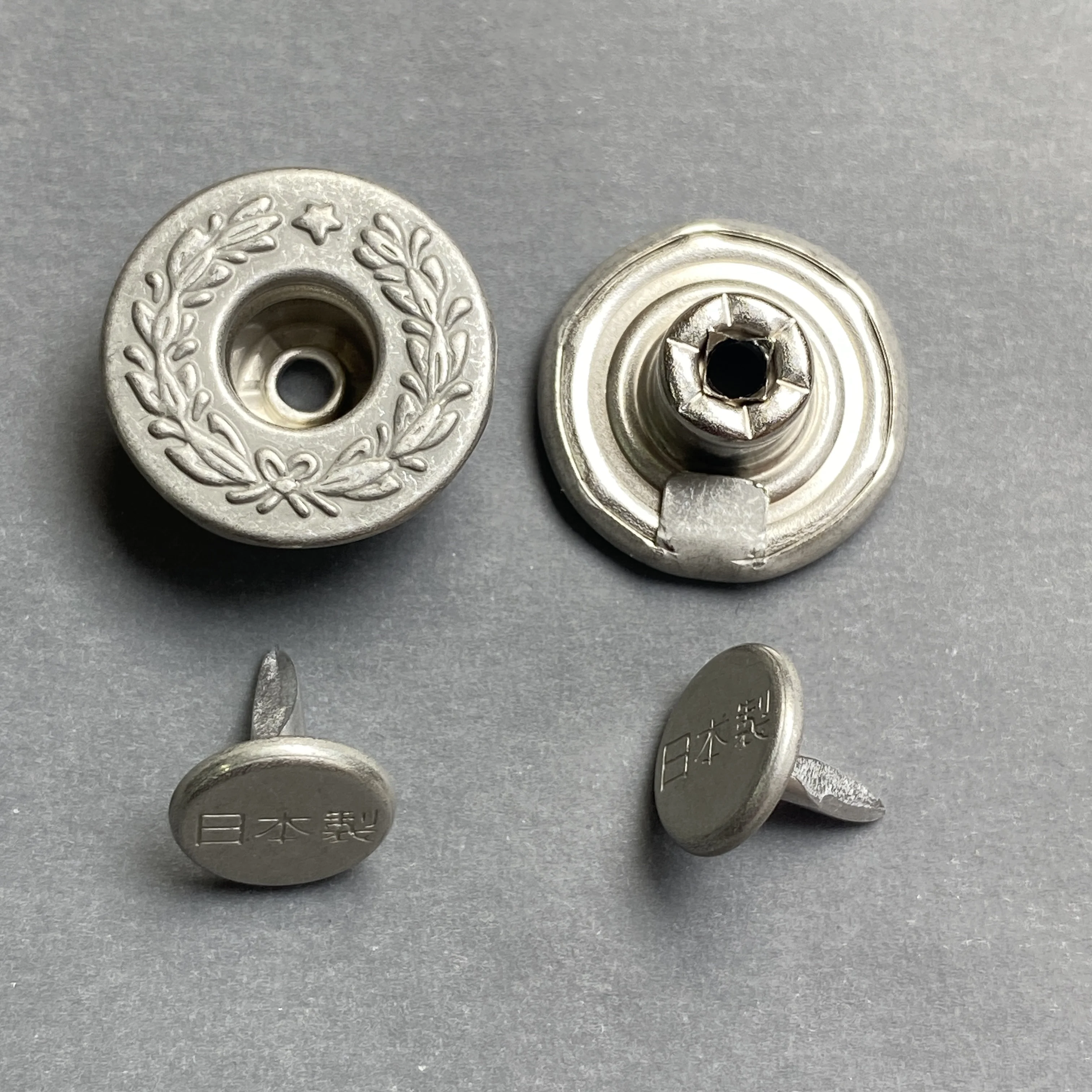 

YKK I-shaped Buckle Retro Silver Wheat Ear Denim Button 27L Laurel Does Not Shake Its Head Japanese