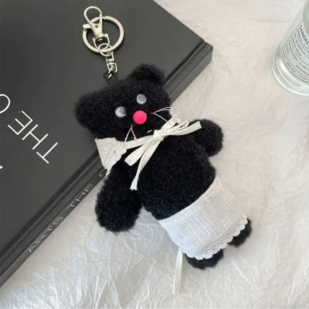 Black Apron Bear Bear Plush Keychain Plush Stuffed PP Cotton Apron Bear Plush Doll Cute Soft Bear Plush Pendant Children's Toys