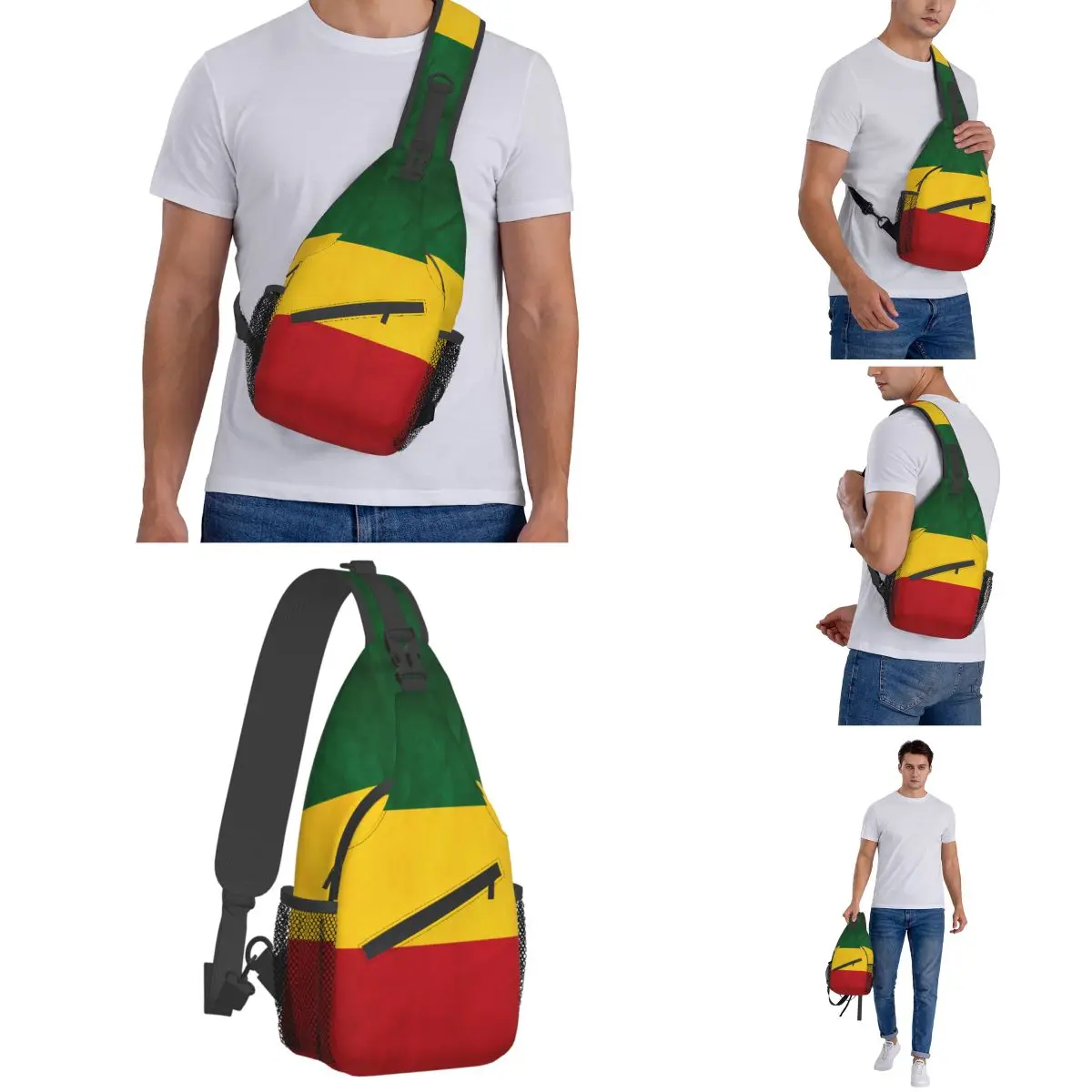 Judah Flag Rasta Small Sling Bags Chest Crossbody Shoulder Backpack Travel Hiking Daypacks Fashion Bookbag