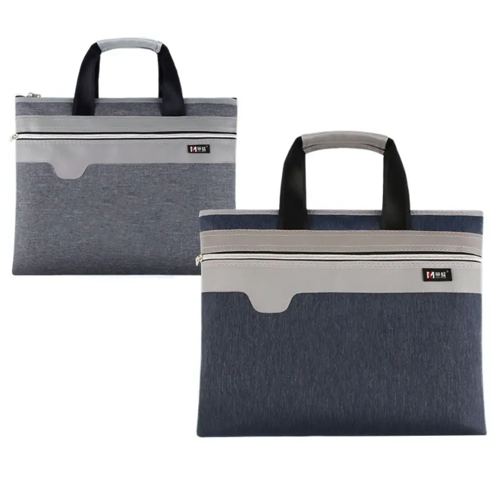 Large Capacity Documents File Bag Oxford Cloth Zipper Closure Business Briefcase Paper Organizer Multifunctional A4 File Folder