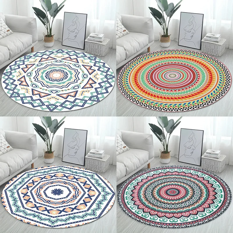 

Red Round Living Room Bedroom Bedside Minimalist Kitchen Non-Slip Mat Computer Chair Bedroom Decorative Rug