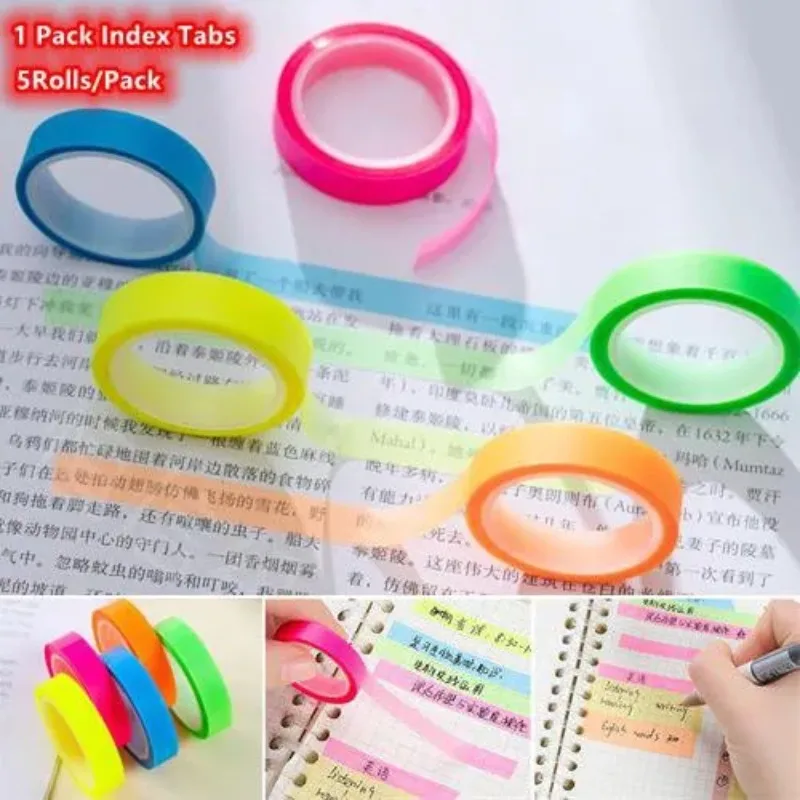 Transparent Fluorescent Index Tabs School Office Supplies Tape Sticky Notes