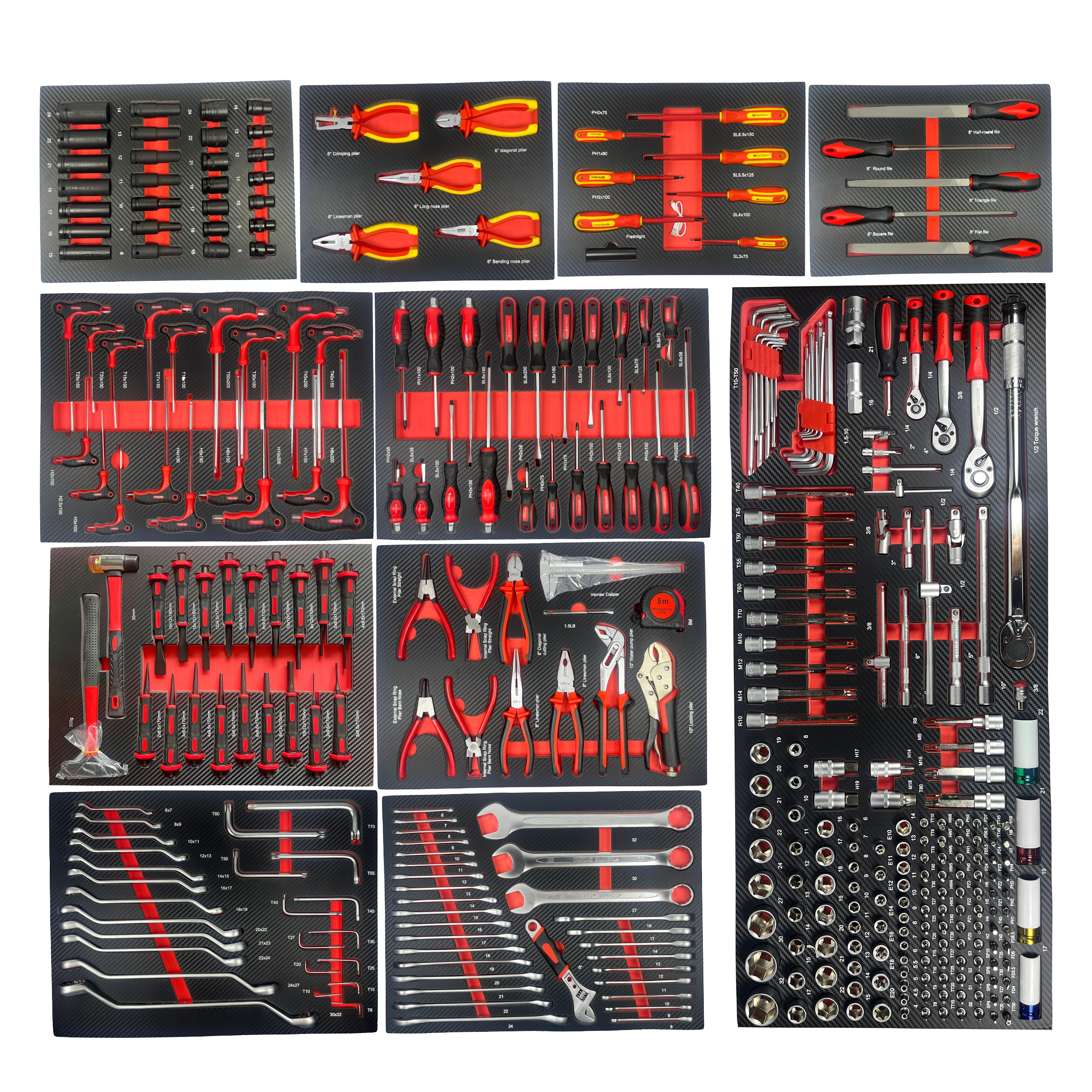 

12-Drawers 359PCS Durable Heavy Duty Metal Multi-Functional Garage Tool Cabinet Customizable OEM Hand-Power Source Hard Case