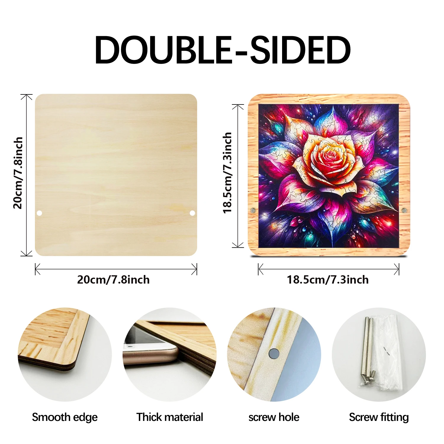 Colorful Flower Wooden Puzzle Art, Difficult Jigsaw Puzzle with Wooden Frame, Unique Irregular Shape Puzzle Game for Adults