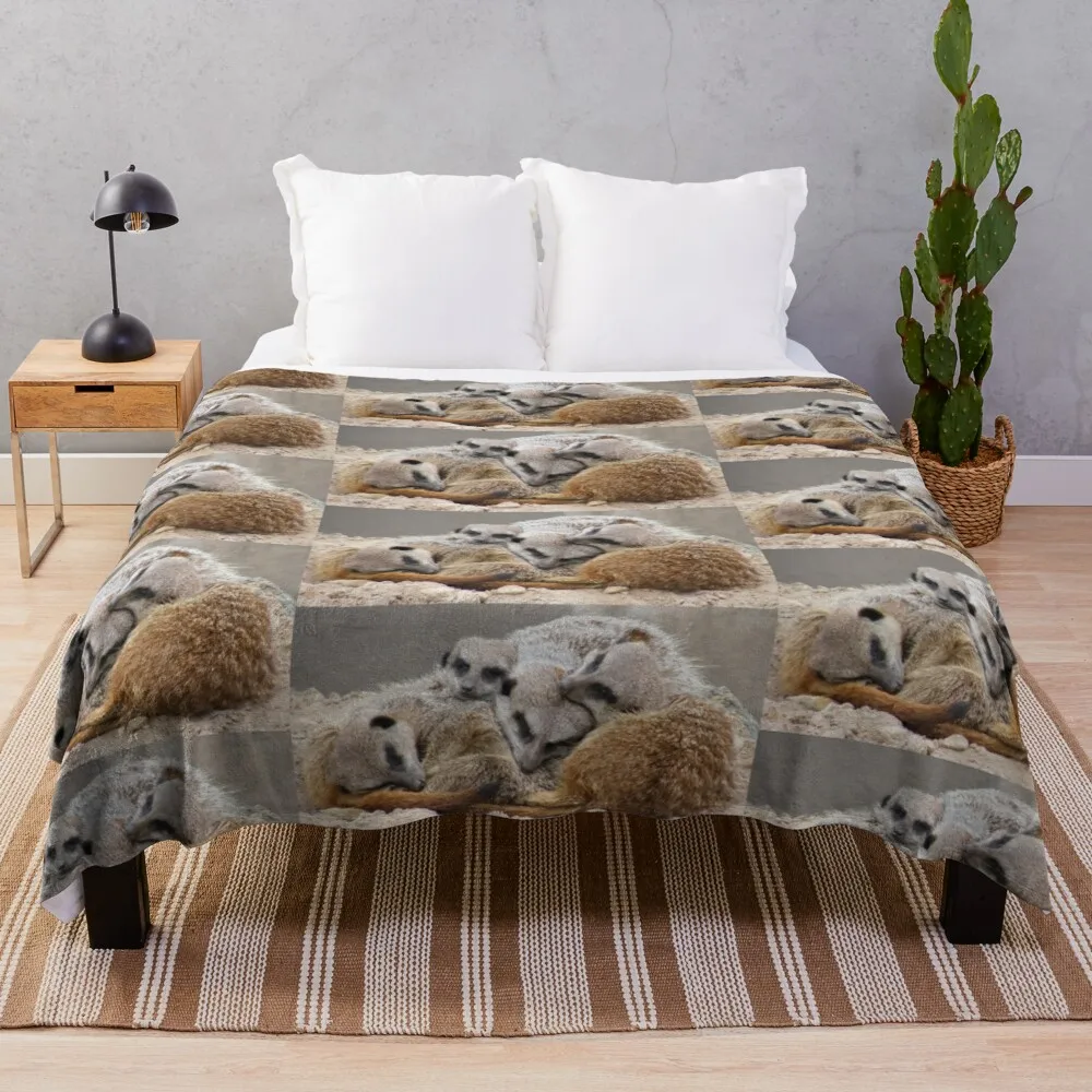 Meerkat cuddles Throw Blanket beautiful blankets loose blanket luxury thicken fleece blanket