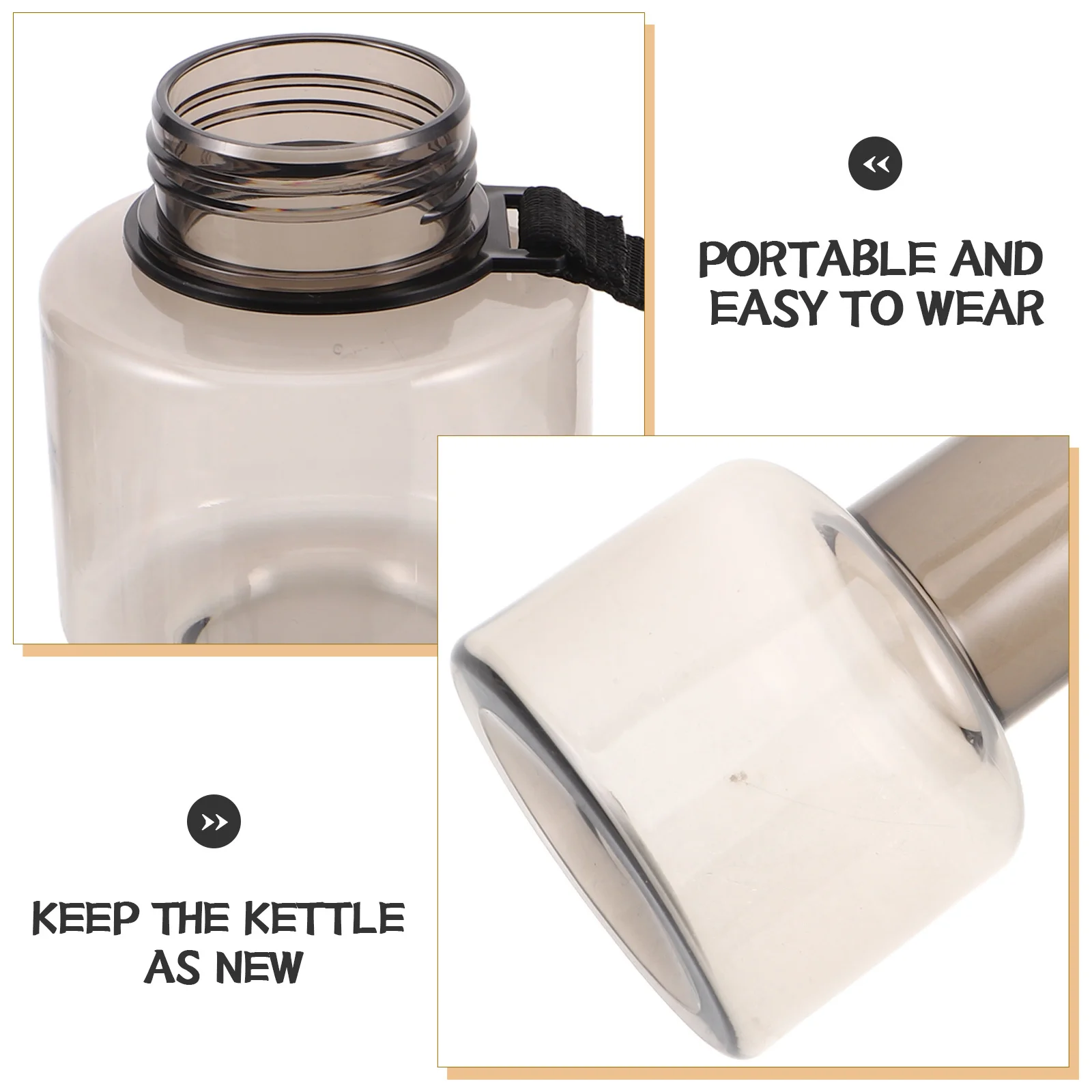 زجاجة دمبل بلاستيكية سعة 700 مل، قارورة مشروبات محمولة للتدريب على اللياقة البدنية وصالة الألعاب الرياضية والرياضات الخارجية ومقاومة للبقع باللون الرمادي