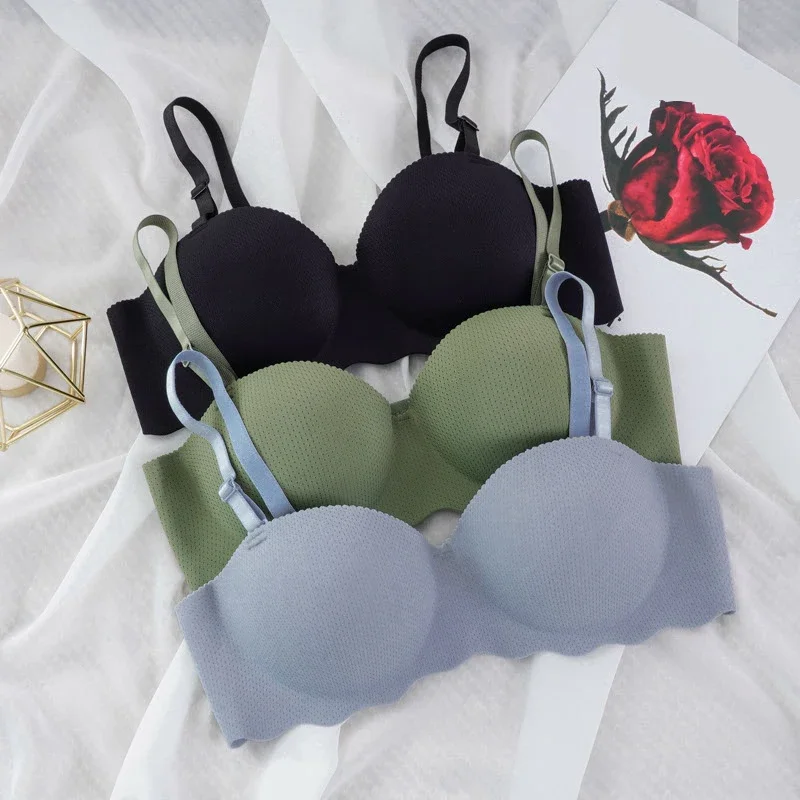 Women's Sexy 1/2 Cup Bra Bralette Seamless Wireless Underwear Push Up Bra Breathable Invisible Top Brassiere Female Lingerie