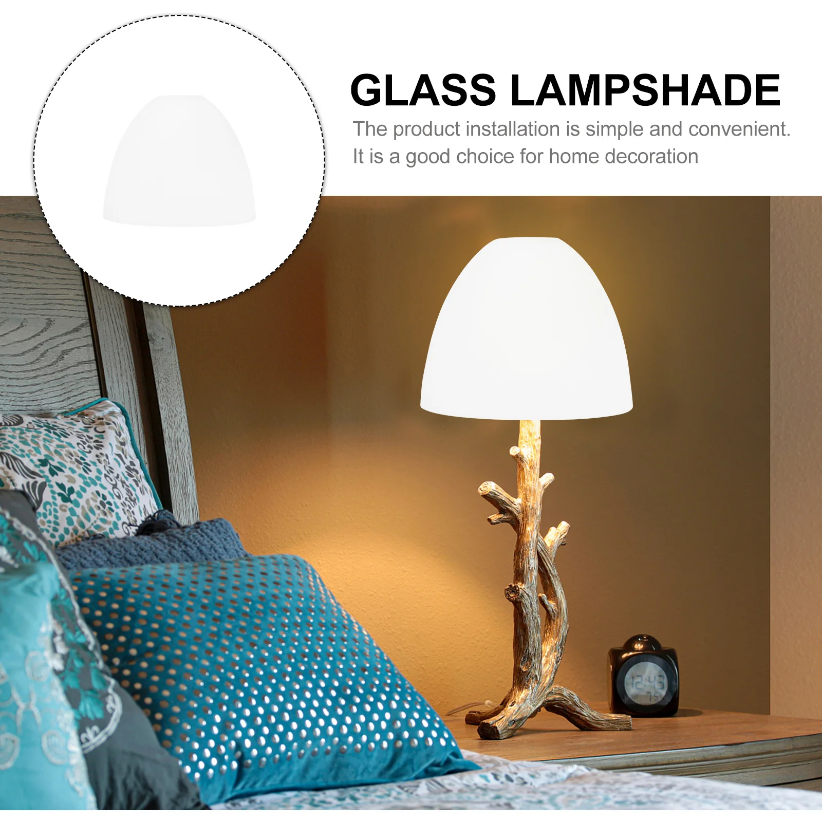 

Glass Lamp Shade Easy Install Remove Home Decor Light Cover Soft Eye-Friendly Replacement for Modern Ceiling Fixture