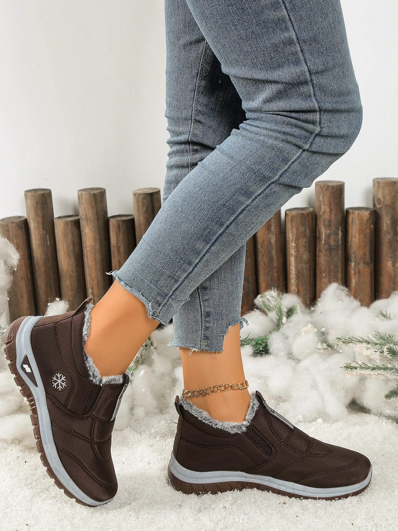 Damenstiefel, leichte Damenschuhe, bequeme Damen-Freizeitschuhe mit weicher Sohle und dickem Fleecefutter, Schuhe mit kostenlosem Versand – Detail 24