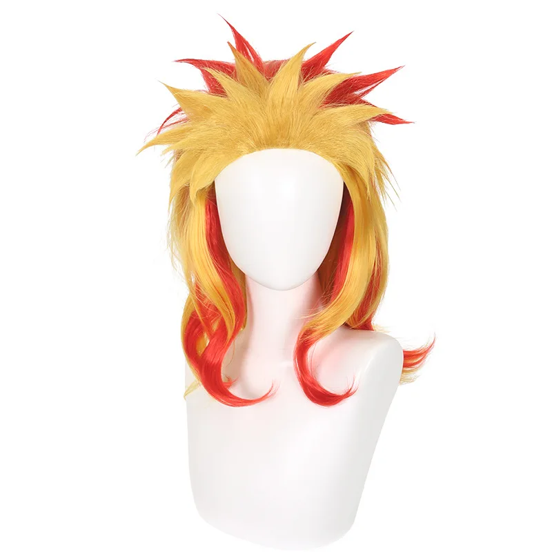 竈門禰豆子 - 黄色から赤へのグラデーションコスプレウィッグ