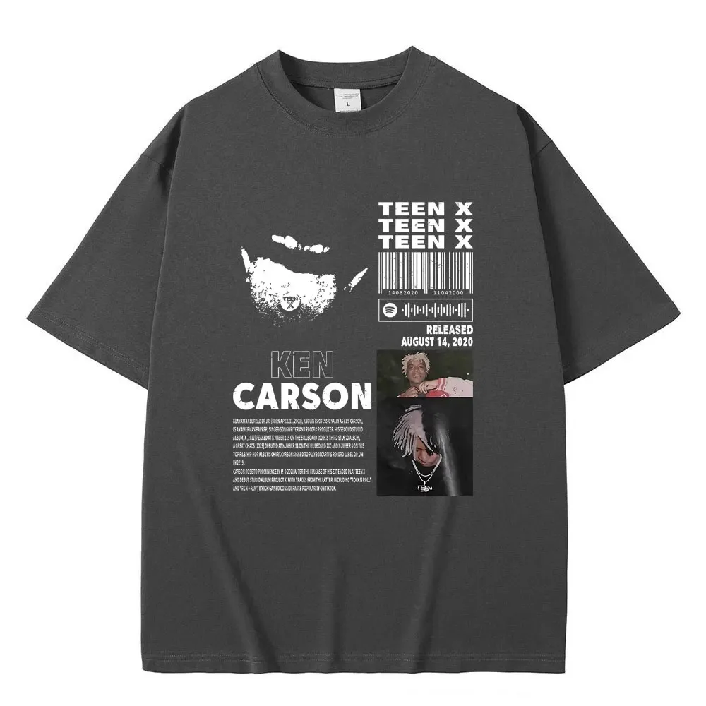 Raper Ken Carson Teen X Album muzyczny T-shirt z grafiką Playboi Carti z nadrukiem Opium T shirty męskie kobiety Hip Hop oversize Streetwear