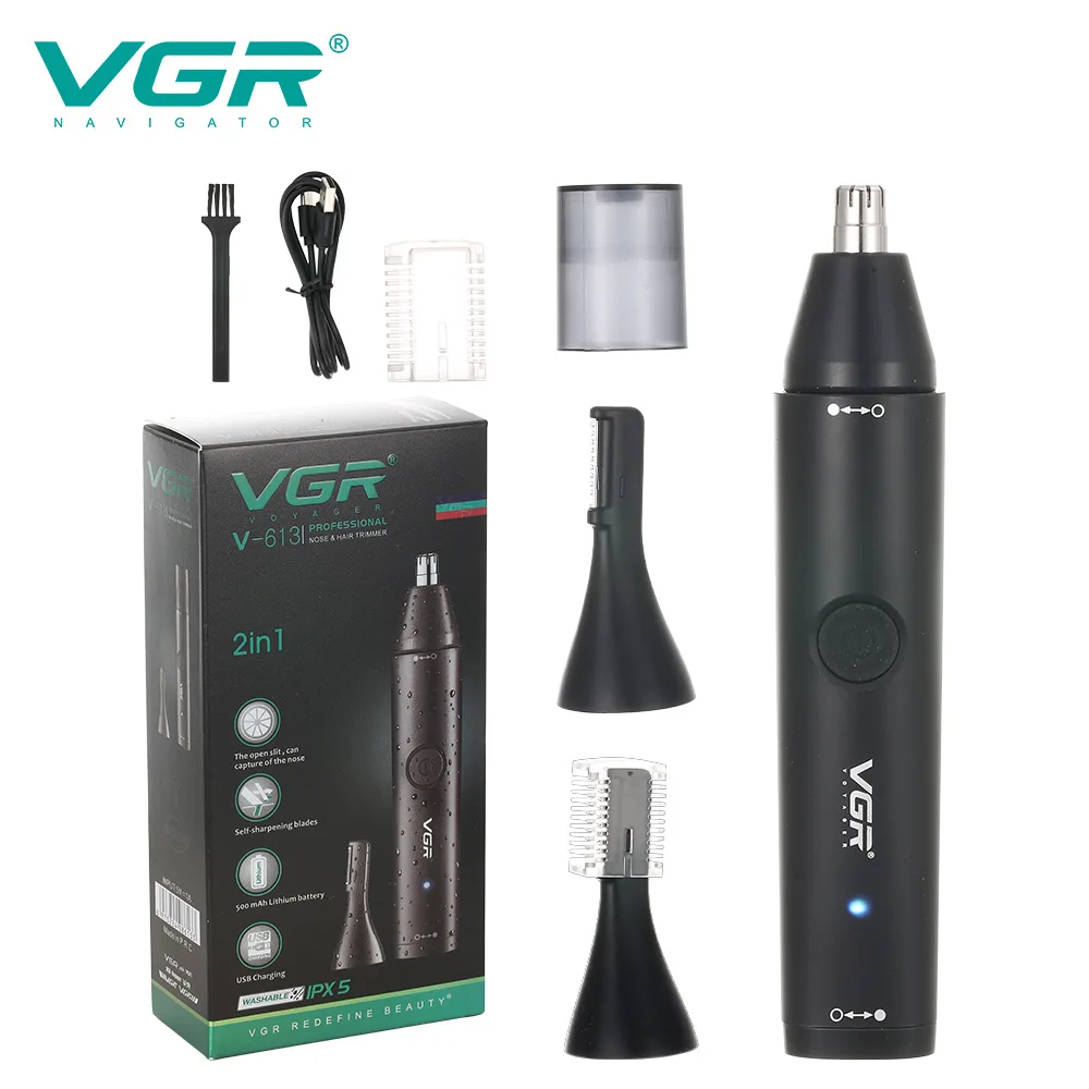 VGR V-613 2 in 1 Washable Ear and Nose Hair Trimmer Grooming Ear Cleaner Rechargeable Electric Eyebrow Trimmer For Facial Beard