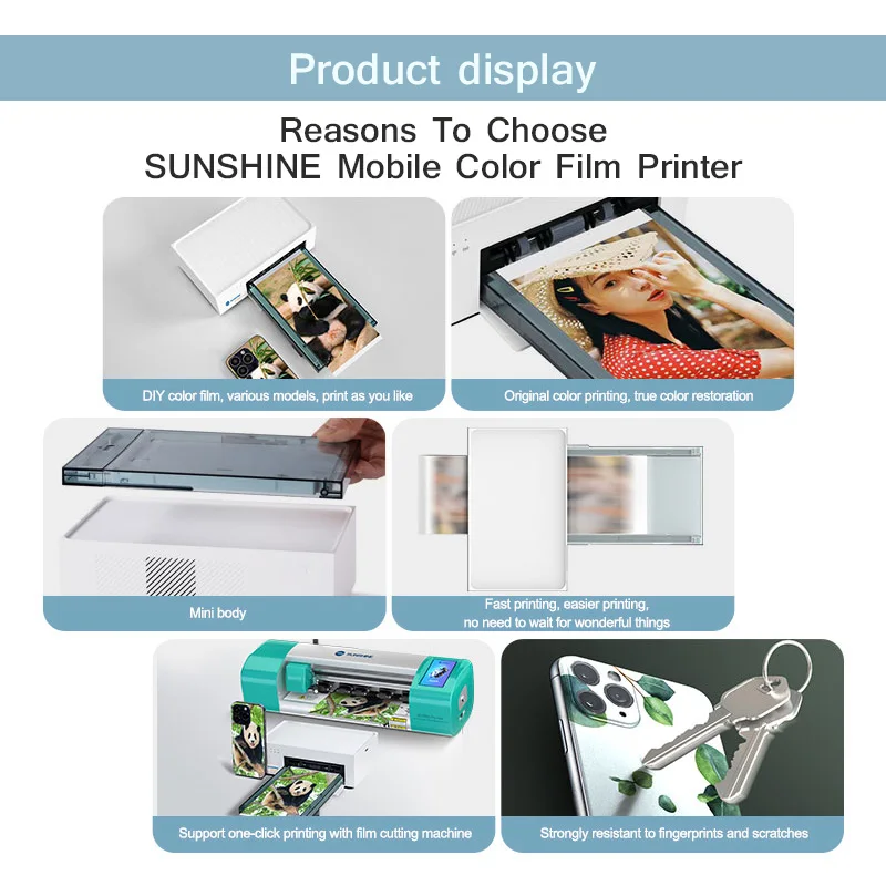 SUNSHINE C1 мини-устройство для быстрой печати фотопленки с реальным цветом Поддержка печати одним нажатием с помощью машины для резки пленки