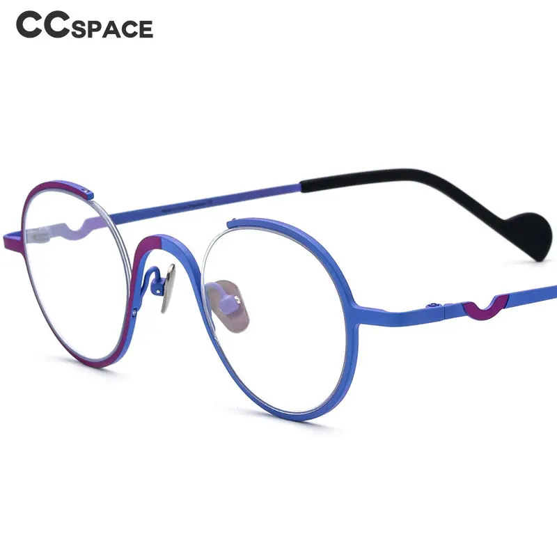 

New super light Titanium Eyeglasses Frame Men Round Half Frame Women Optical Glasses Frame Two Color Stitching Eyewear 56121