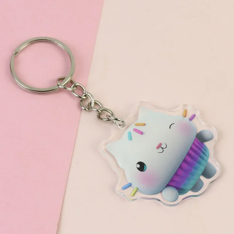 Gabby Dollhouse Acrylic Keychain Kawaii Cats Pandy Paws Wholesale Children Animation Peripheral Student Bags Car Pendants Gifts