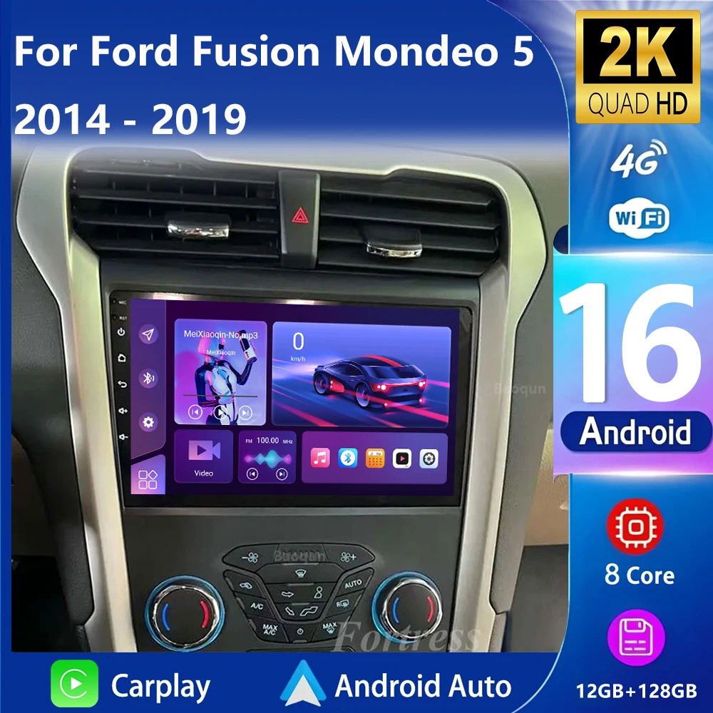 Android 16 Carplay Auto для Ford Fusion Mondeo 5 2014-2019 Автомобильный радиоприемник Мультимедийный видеоплеер Навигация GPS Без 2Din 2 Din DVD