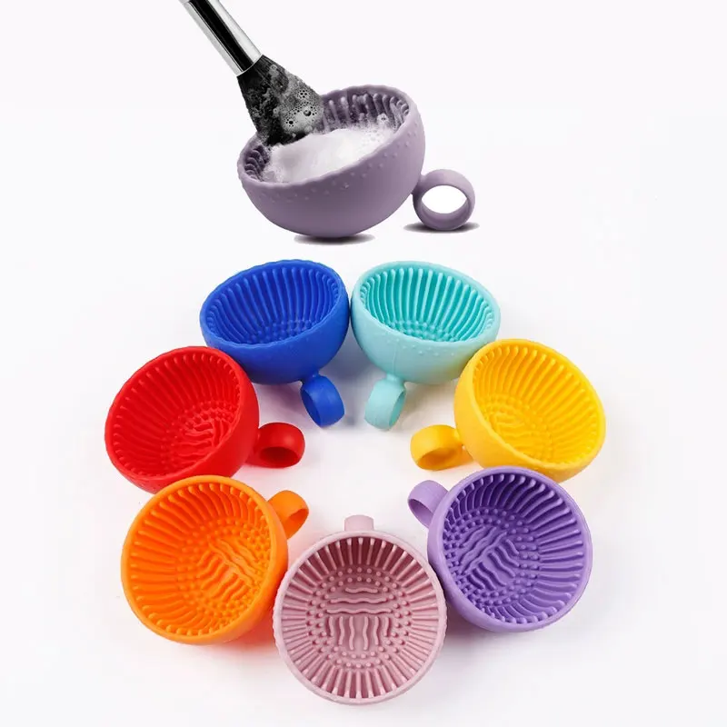Makeup Brush Cleaner Soft Silicone Makeup Brush Bowl Folding Powder Puff Eyeshadow Brush Cleaning Pad Beauty Tools