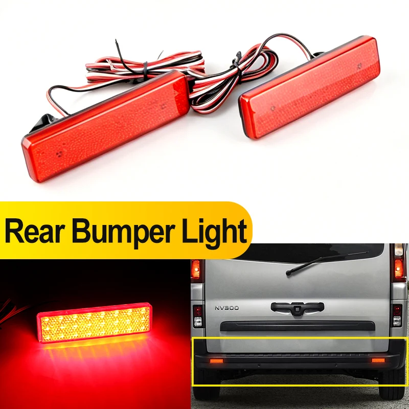 2PCS Car Rear Bumper Led Lamps 12V For Opel Vauxhall Vivaro Renault Trafic Nissan Primastar 2001-up Movano A  Master 1999-2010