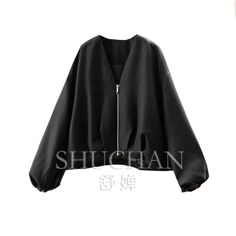 

Женская короткая куртка French Penny Worste 100, шерстяная с рукавами-фонариками 07I1 Casaco Feminino De Inverno Super Quente