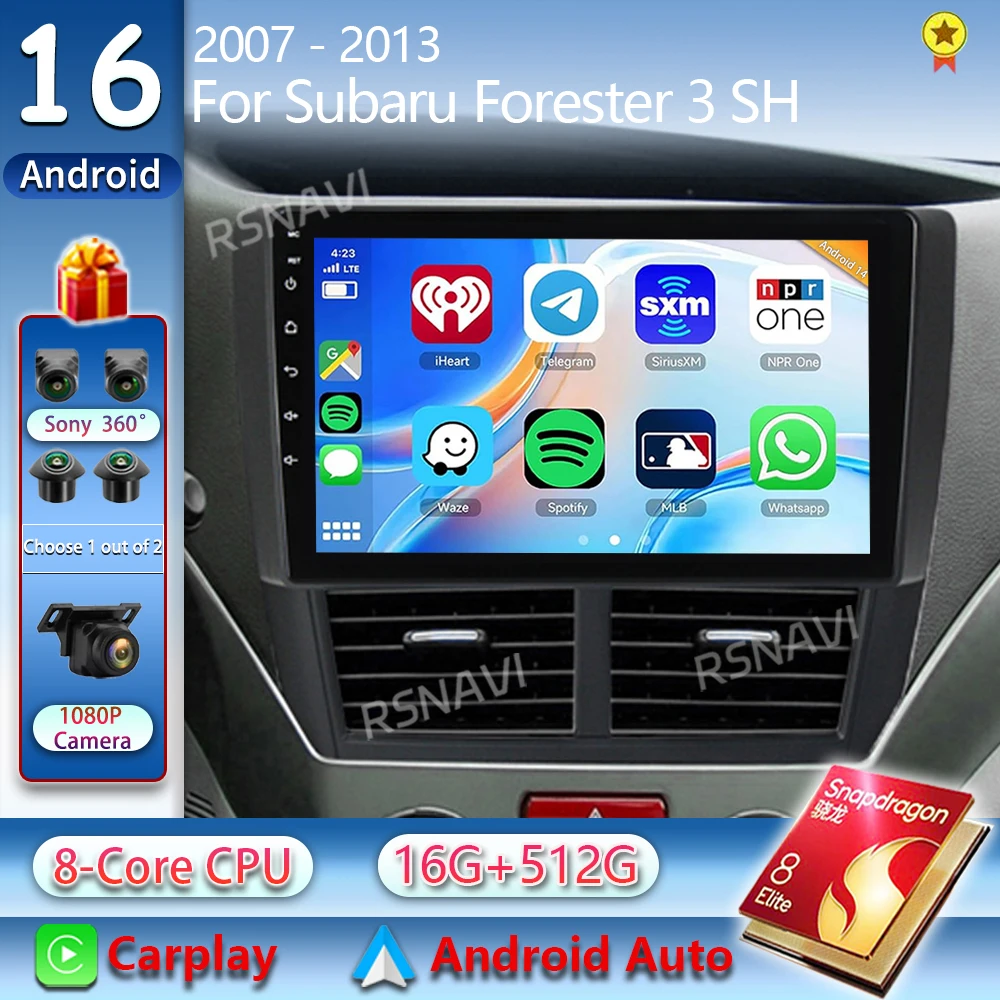 Android 16 Car Radio For Subaru Forester 3 SH 2007 - 2013 Impreza GH 2007-2011 Android Multimedia Video Player Stereo BT