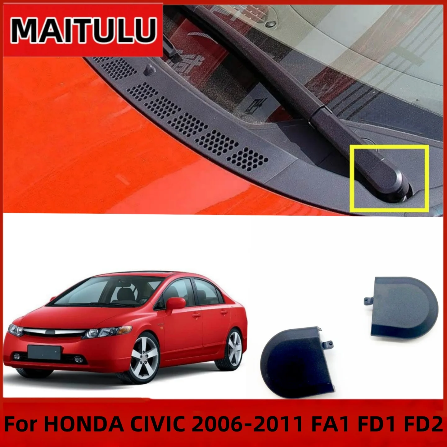 

2pcs For HONDA CIVIC 2006 2007 2008 2009 2010 2011 FA1 FD1 FD2 Front Windshield Wiper Arm Cover Cap 76602-SNA-A01 76601-SNA-A01