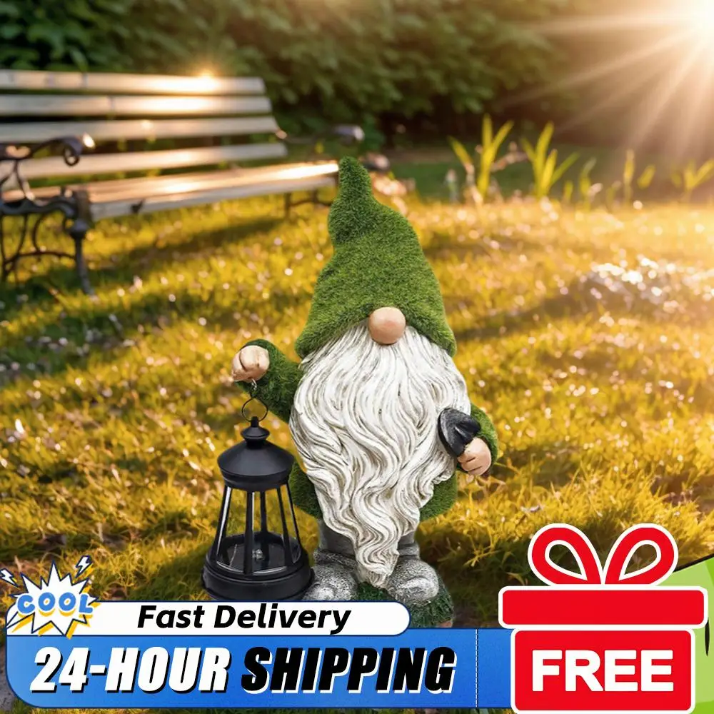 

Фигурка гнома с солнечной подсветкой, декоративная забавная садовая скульптура, украшение для патио, газона, двора, балкона