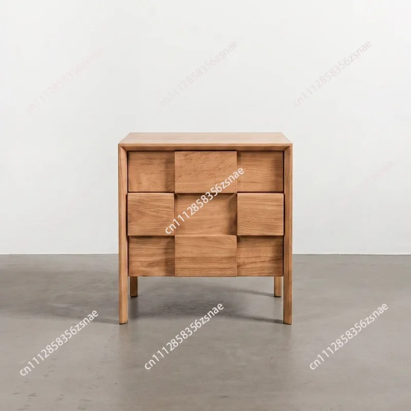 Maple simple solid wood bedside table pure log square storage cabinet bedroom cabinet