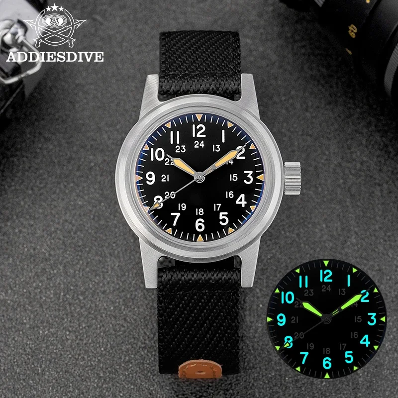 Addiesdive relógio masculino 36mm k1 vidro mineral nh35 relógios automáticos para homem à prova dwaterproof água 20bar bgw9 relógio esportivo luminoso ad2088