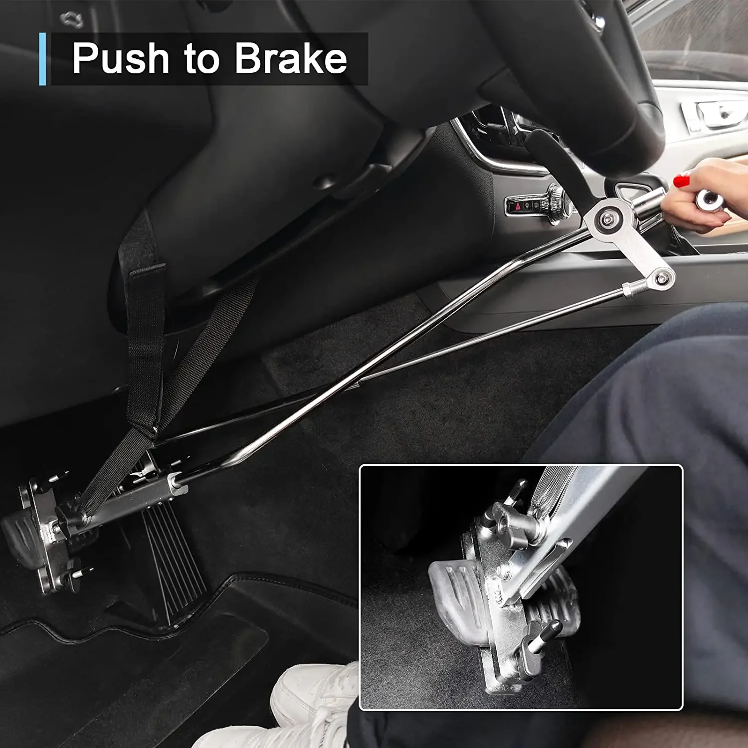 Hand Controls for Disabled Drivers Push and Pull | All Metal Steel Handicap Driving Aids Stick