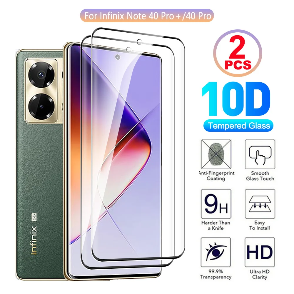 2pcs InfinixNote 40Pro 40ProPlus Screen Protector For Infinix Note 40 Pro Plus Note40Pro 40Pro＋ 20D Curved Edge protective Glass