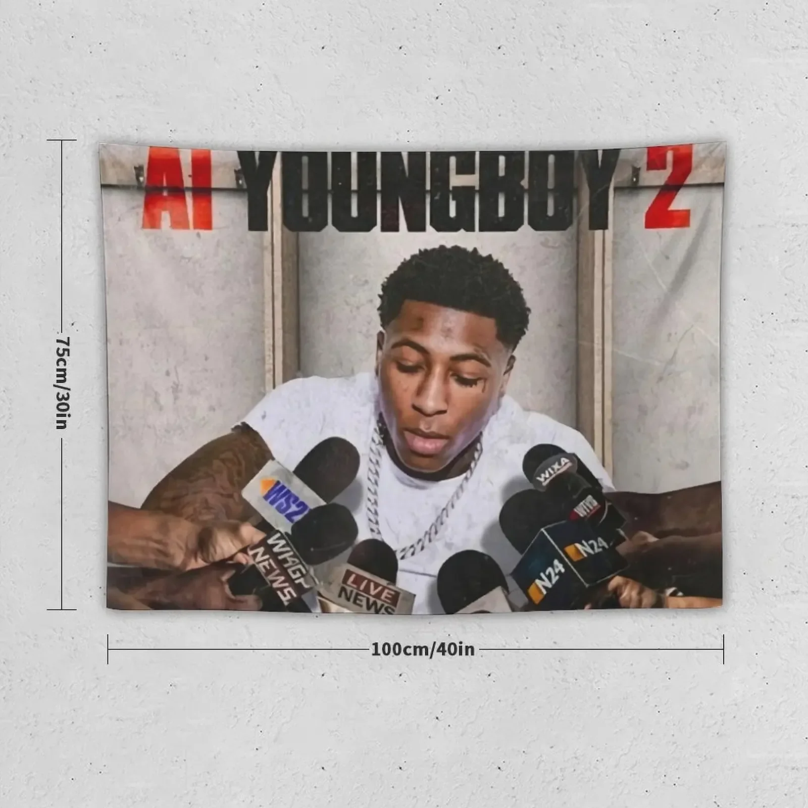 Best AI YoungBoy 2 Album Cover Tapestry Living Room Decoration Wall Mural Tapestry