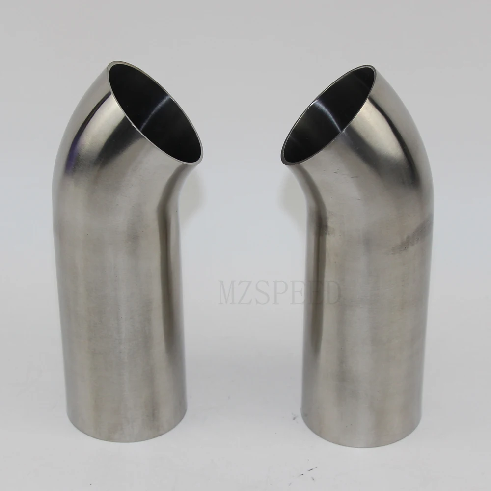 19mm-63mm long 50mm Health level 304 stainless steel welded 45 degree elbow polished extended straight edge 50 mm
